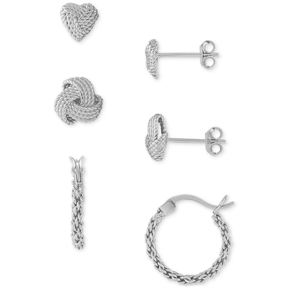 R.H.  Macy & Co. 3-Pc Sterling Silver Loveknot Stud & Twisted Hoop Earrings Set